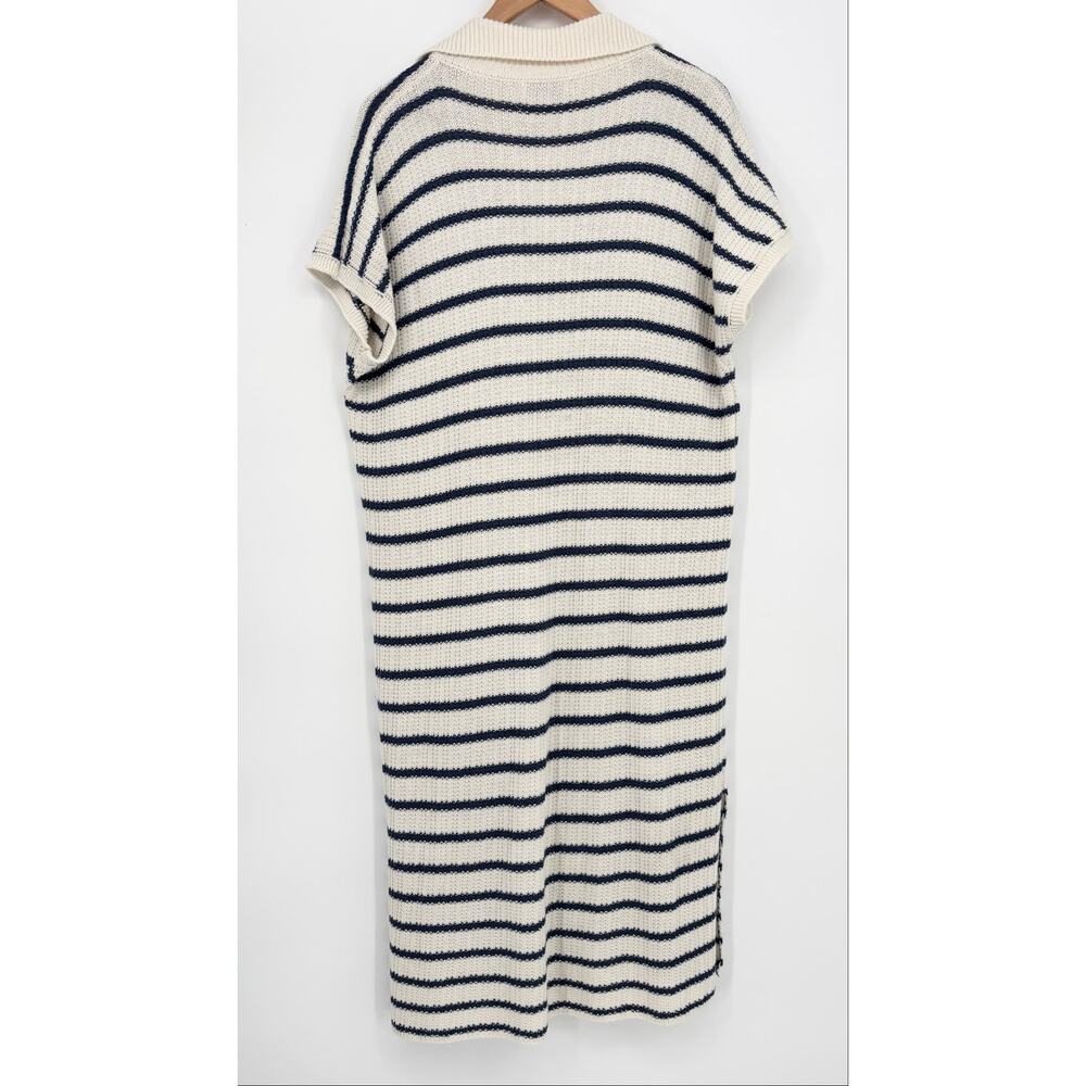 Easy Clothes 100% Cotton Cream Navy Striped Knit Maxi Dress Size OS - Picture 6 of 9